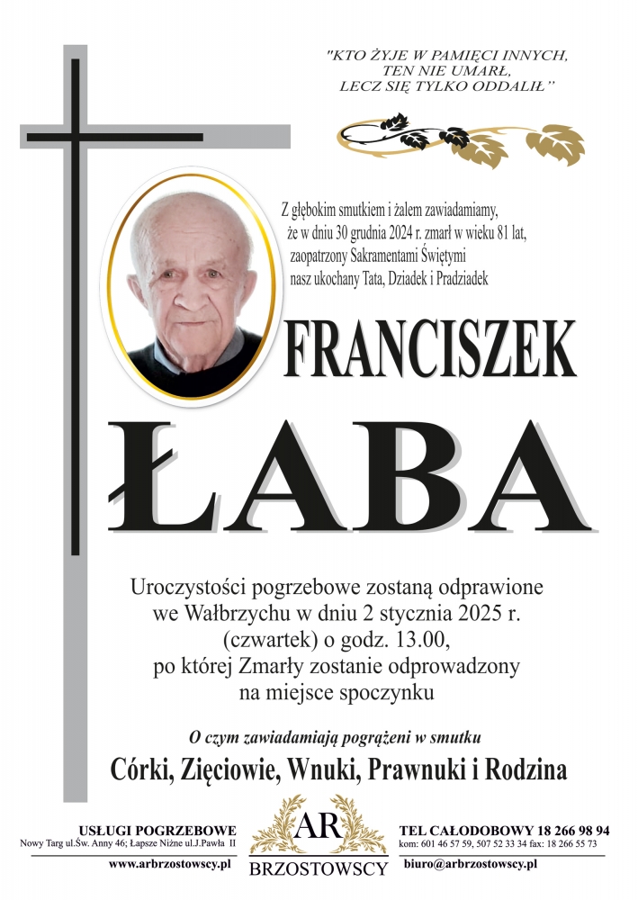 Franciszek Aba Nekrologi Podhale Pl